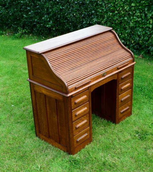 VICTORIAN OAK ROLL TOP DESK - ADDITIONAL PHOTO 4