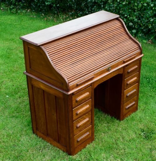 VICTORIAN OAK ROLL TOP DESK - ADDITIONAL PHOTO 5