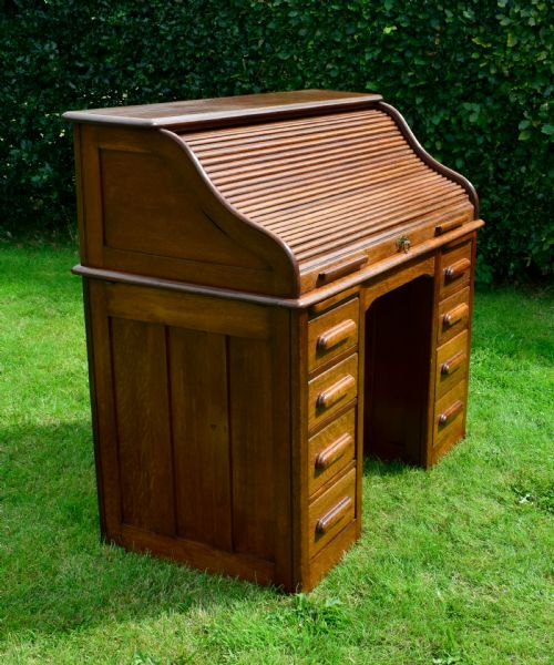 VICTORIAN OAK ROLL TOP DESK - ADDITIONAL PHOTO 11