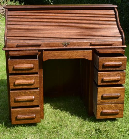 VICTORIAN OAK ROLL TOP DESK - ADDITIONAL PHOTO 13