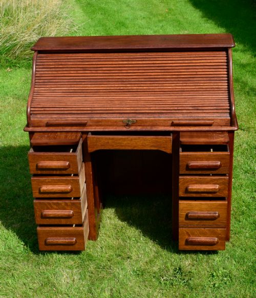VICTORIAN OAK ROLL TOP DESK - ADDITIONAL PHOTO 14