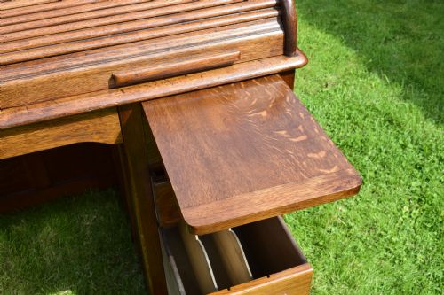VICTORIAN OAK ROLL TOP DESK - ADDITIONAL PHOTO 17