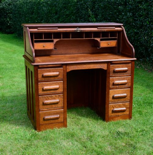 VICTORIAN OAK ROLL TOP DESK - ADDITIONAL PHOTO 18