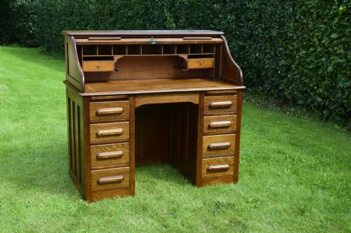 VICTORIAN OAK ROLL TOP DESK - ADDITIONAL PHOTO 21