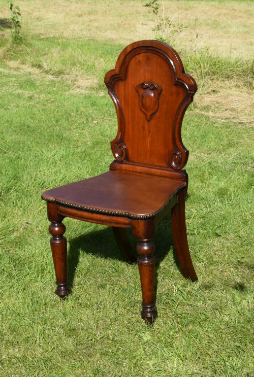 VICTORIAN MAHOGANY HALL CHAIR - ADDITIONAL PHOTO 2