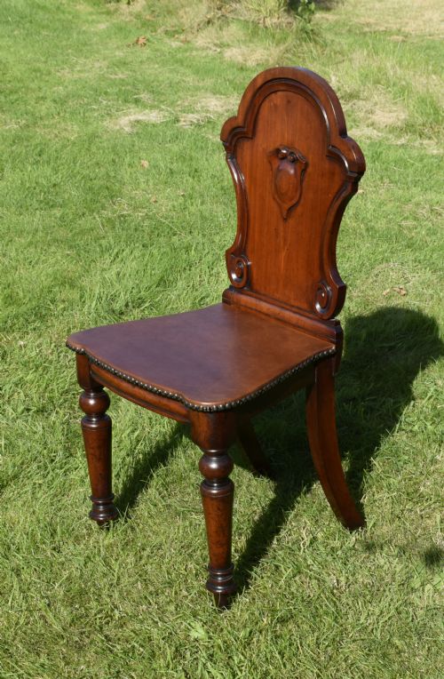 VICTORIAN MAHOGANY HALL CHAIR - ADDITIONAL PHOTO 3