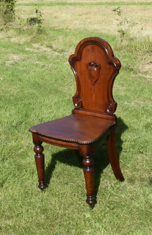 VICTORIAN MAHOGANY HALL CHAIR - ADDITIONAL PHOTO 5