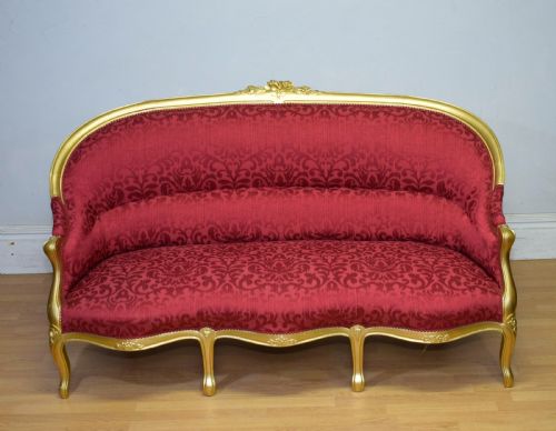 SOFA SETTEE COUCH ANTIQUE FRENCH GOLD PAINTED CANAPE - ADDITIONAL PHOTO 2