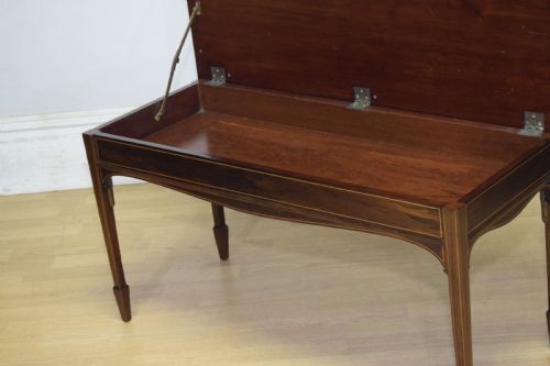 MAHOGANY INLAID PIANO DUET STOOL - ADDITIONAL PHOTO 3