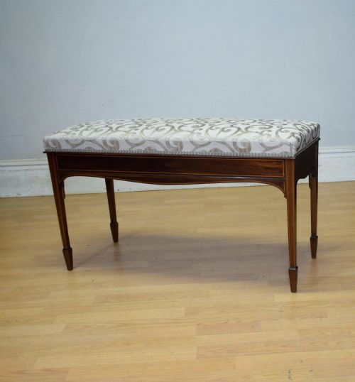 MAHOGANY INLAID PIANO DUET STOOL - ADDITIONAL PHOTO 5