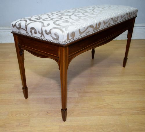 MAHOGANY INLAID PIANO DUET STOOL - ADDITIONAL PHOTO 6