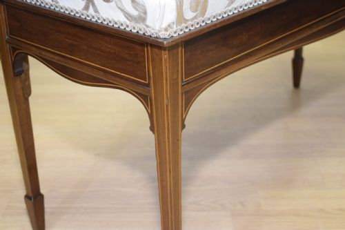 MAHOGANY INLAID PIANO DUET STOOL - ADDITIONAL PHOTO 7