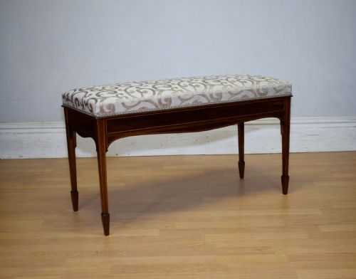 MAHOGANY INLAID PIANO DUET STOOL - ADDITIONAL PHOTO 11