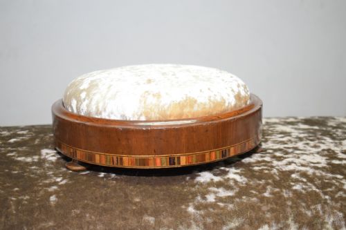 victorian walnut inlaid foot stool - CATEGORY: ANTIQUE STOOLS - DATED VICTORIAN