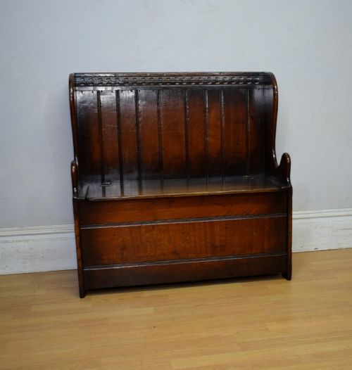 CARVED OAK BOX SETTLE - ADDITIONAL PHOTO 7