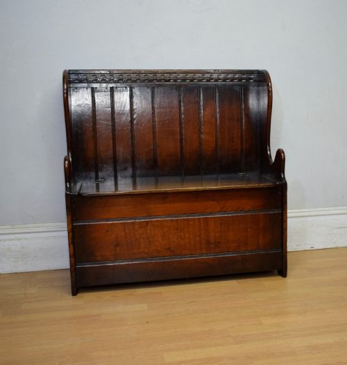 CARVED OAK BOX SETTLE - ADDITIONAL PHOTO 8