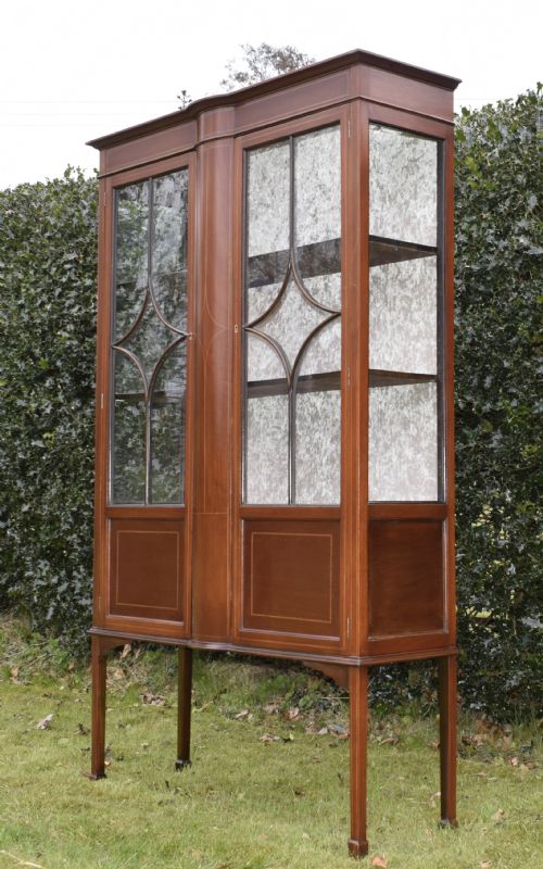 EDWARDIAN MAHOGANY INLAID DISPLAY CABINET - ADDITIONAL PHOTO 4
