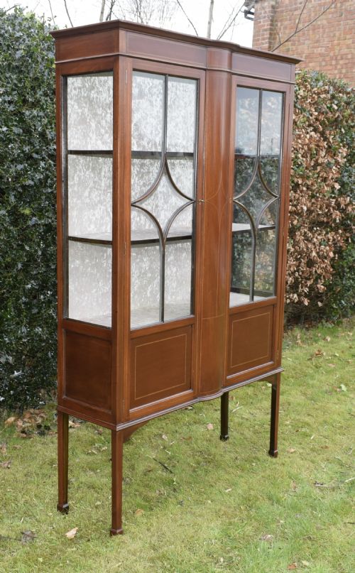 EDWARDIAN MAHOGANY INLAID DISPLAY CABINET - ADDITIONAL PHOTO 8