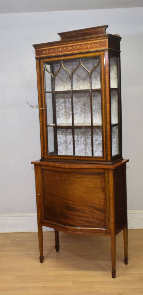 EDWARDIAN MAHOGANY INLAID DISPLAY CABINET - ADDITIONAL PHOTO 1