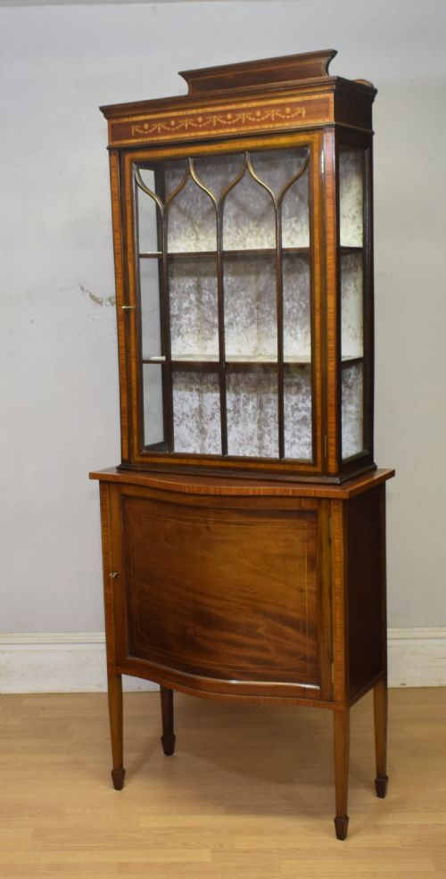 EDWARDIAN MAHOGANY INLAID DISPLAY CABINET - ADDITIONAL PHOTO 2