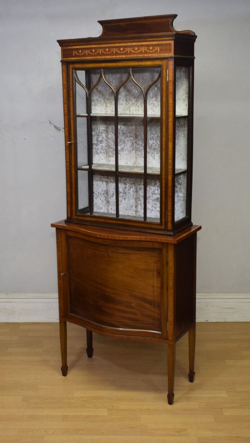 EDWARDIAN MAHOGANY INLAID DISPLAY CABINET - ADDITIONAL PHOTO 3
