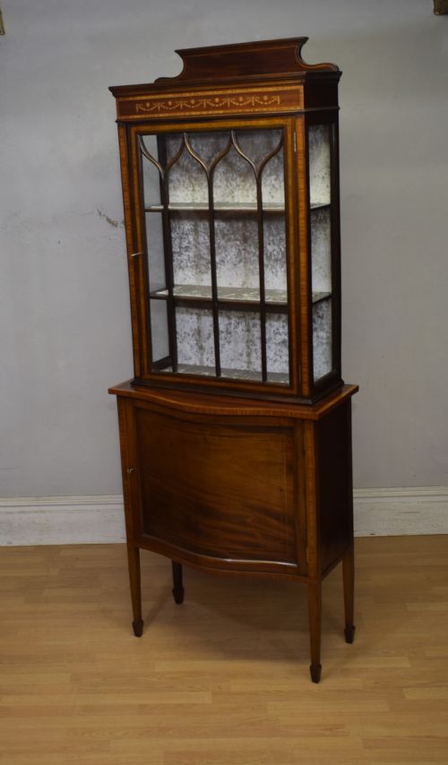EDWARDIAN MAHOGANY INLAID DISPLAY CABINET - ADDITIONAL PHOTO 6