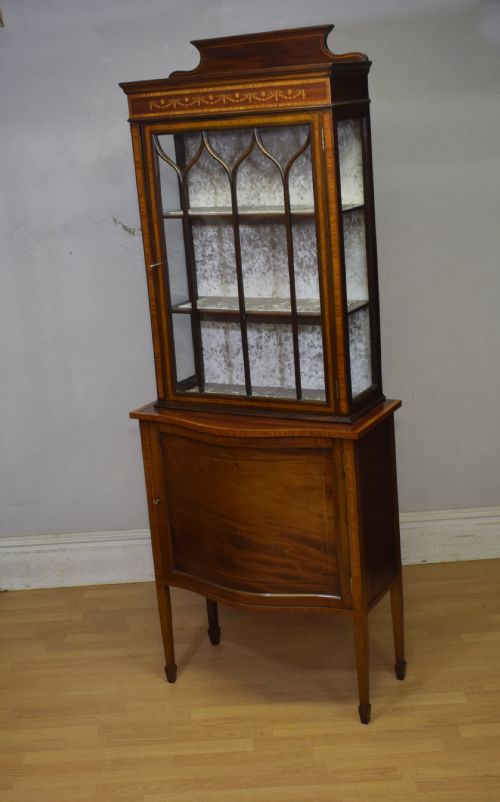 EDWARDIAN MAHOGANY INLAID DISPLAY CABINET - ADDITIONAL PHOTO 7