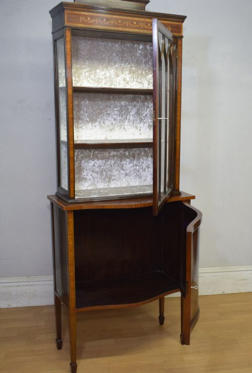 EDWARDIAN MAHOGANY INLAID DISPLAY CABINET - ADDITIONAL PHOTO 18