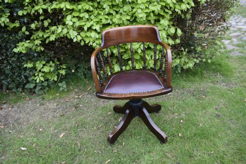 oak swivel desk chair - CATEGORY: ANTIQUE CHAIRS - DATED EDWARDIAN