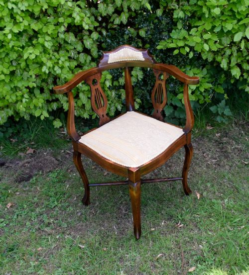 VICTORIAN INLAID CORNER CHAIR - ADDITIONAL PHOTO 4