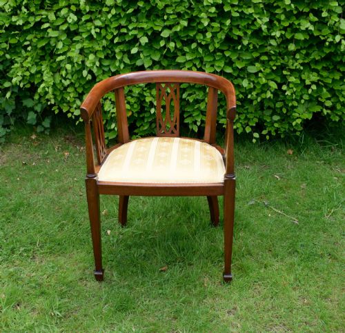 INLAID MAHOGANY TUB CHAIR - ADDITIONAL PHOTO 2