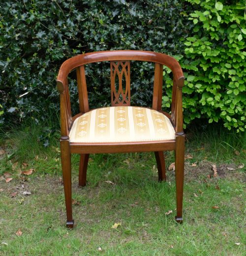 INLAID MAHOGANY TUB CHAIR - ADDITIONAL PHOTO 5