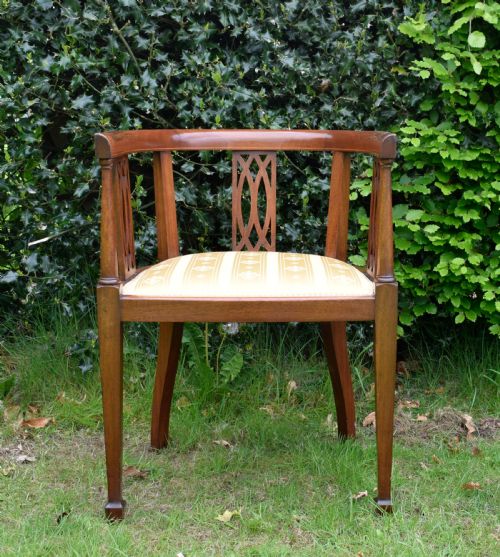 INLAID MAHOGANY TUB CHAIR - ADDITIONAL PHOTO 6