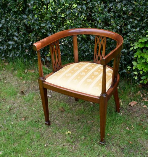 INLAID MAHOGANY TUB CHAIR - ADDITIONAL PHOTO 7