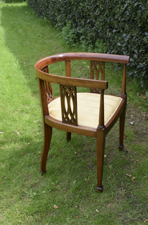 INLAID MAHOGANY TUB CHAIR - ADDITIONAL PHOTO 8