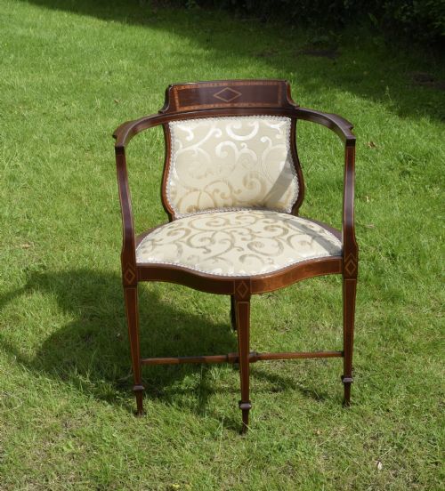 edwardian inlaid armchair - CATEGORY: ANTIQUE CHAIRS - DATED EDWARDIAN