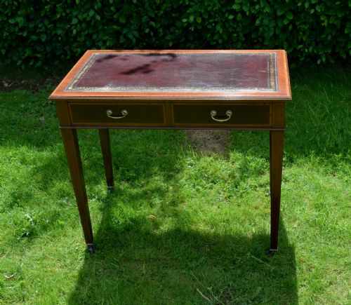 EDWARDIAN MAHOGANY INLAID DESK - ADDITIONAL PHOTO 5
