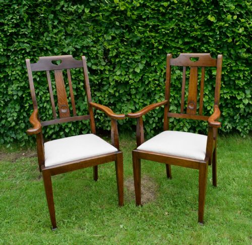 PAIR ARTS CRAFTS ARMCHAIRS - ADDITIONAL PHOTO 1