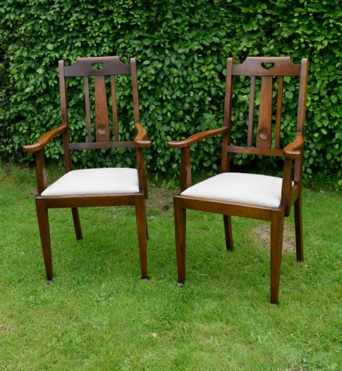 PAIR ARTS CRAFTS ARMCHAIRS - ADDITIONAL PHOTO 4