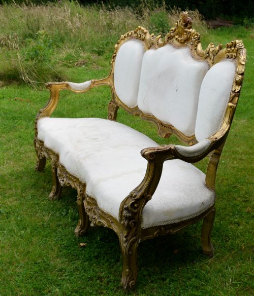 19TH CENTURY GILDED FRENCH COUCH - ADDITIONAL PHOTO 4