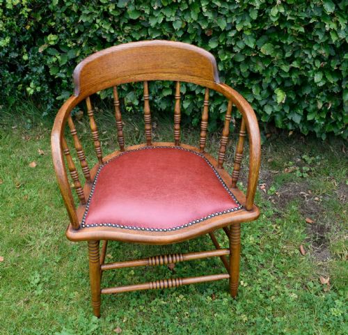 OAK CAPTAIN'S CHAIR DESK CHAIR - ADDITIONAL PHOTO 8