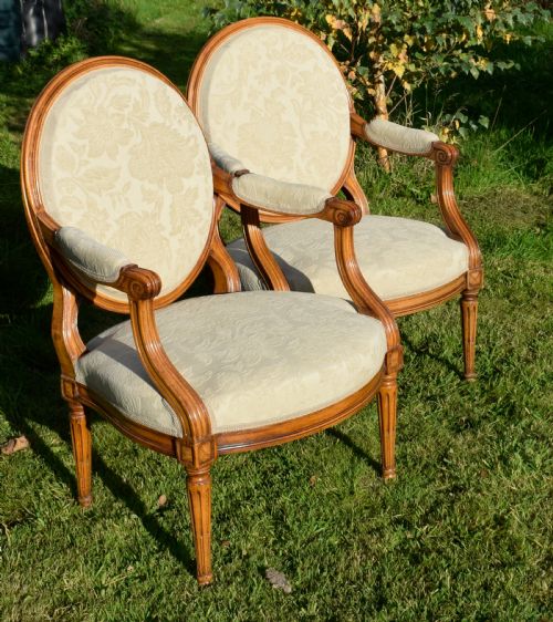 PAIR OF FRENCH FULLY UPHOLSTERED OPEN ARMCHAIRS - ADDITIONAL PHOTO 3