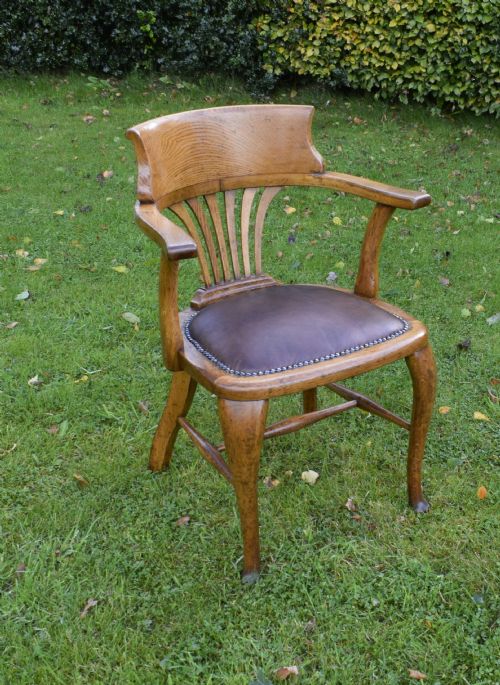 LATE VICTORIAN OAK DESK CHAIR OFFICE ARMCHAIR - ADDITIONAL PHOTO 2