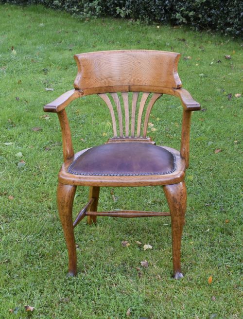 LATE VICTORIAN OAK DESK CHAIR OFFICE ARMCHAIR - ADDITIONAL PHOTO 4