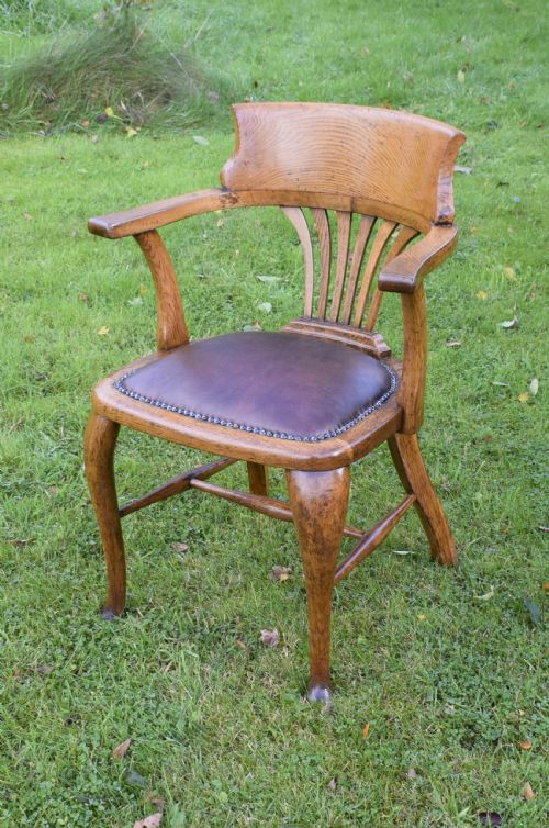 LATE VICTORIAN OAK DESK CHAIR OFFICE ARMCHAIR - ADDITIONAL PHOTO 6