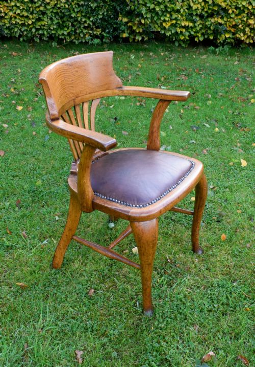 LATE VICTORIAN OAK DESK CHAIR OFFICE ARMCHAIR - ADDITIONAL PHOTO 11