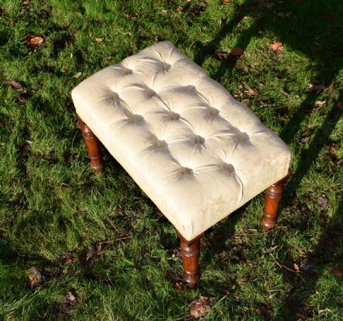 VICTORIAN UPHOLSTERED BUTTONED STOOL - ADDITIONAL PHOTO 8