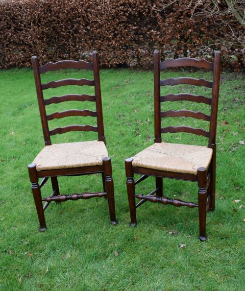 SET OF 6 OAK LADDERBACK DINING KITCHEN CHAIRS - ADDITIONAL PHOTO 7