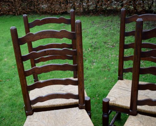 SET OF 4 OAK LADDERBACK DINING KITCHEN CHAIRS - ADDITIONAL PHOTO 5