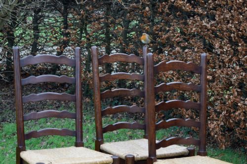 SET OF 4 OAK LADDERBACK DINING KITCHEN CHAIRS - ADDITIONAL PHOTO 6